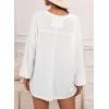 imageDokotoo Womens Waffle Knit Tops Fashion 2025 Long Lantern Sleeve Casual Blouses V Neck Oversized T ShirtsWhite