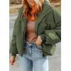 imageDokotoo Womens Winter Cropped Puffer Jacket Full Zip Quilted Jackets Warm Coats with PocketsGreen