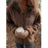 imageDokotoo Womens Winter Trendy Full Zipper Fleece Jackets Long Sleeve Relaxed Warm Teddy Coats with PocketsBrown