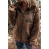 imageDokotoo Womens Winter Trendy Full Zipper Fleece Jackets Long Sleeve Relaxed Warm Teddy Coats with PocketsBrown