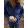 imageDokotoo Womens Winter Trendy Full Zipper Fleece Jackets Long Sleeve Relaxed Warm Teddy Coats with PocketsNavy Blue