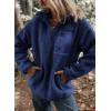 imageDokotoo Womens Winter Trendy Full Zipper Fleece Jackets Long Sleeve Relaxed Warm Teddy Coats with PocketsNavy Blue
