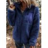 imageDokotoo Womens Winter Trendy Full Zipper Fleece Jackets Long Sleeve Relaxed Warm Teddy Coats with PocketsNavy Blue