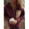 imageDokotoo Womens Winter Trendy Full Zipper Fleece Jackets Long Sleeve Relaxed Warm Teddy Coats with PocketsRed