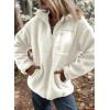 imageDokotoo Womens Winter Trendy Full Zipper Fleece Jackets Long Sleeve Relaxed Warm Teddy Coats with PocketsWhite