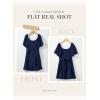 imageDokotoo Womens Wrap V Neck Short Flared Sleeve Wedding Guest Dress Smocked Elastic Waist Tiered Belted Ruffle Hem Mini DressNavy Blue
