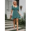 imageDokotoo Womens Wrap V Neck Short Flared Sleeve Wedding Guest Dress Smocked Elastic Waist Tiered Belted Ruffle Hem Mini DressSkobeloff