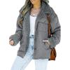 imageDokotoo Corduroy Sherpa Jacket for Women Button Down Fleece Fur Collar Winter Warm CoatA1 Gray