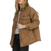 imageDokotoo Denim Jacket for Women Fashion Solid Oversized Long Sleeve Button Down Shacket Jacket Coat with PocketsKhaki