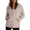 imageDokotoo Hoodies for Women Soft Fleece Half Zip Up Hoodie Long Sleeve Casual Pullover Oversized Sweatshirt Hooded TopsBeige