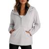 imageDokotoo Hoodies for Women Soft Fleece Half Zip Up Hoodie Long Sleeve Casual Pullover Oversized Sweatshirt Hooded TopsGrey