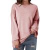 imageDokotoo Oversized Sweatshirt for Women Casual Crewneck Long Sleeve Waffle Splicing Solid Pullover Sweatshirts TopsPink