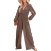 imageDokotoo Sleeveless Jumpsuit Wrapped V Neck Elegant for Womens Dressy Casual 2025 One Piece Romper OutfitsDark Brown