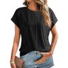 imageDokotoo Spring Tops for Women 2025 Cap Sleeve Side Ruched Summer Tops for Women Trendy Women ClothingBlack
