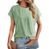 imageDokotoo Spring Tops for Women 2025 Cap Sleeve Side Ruched Summer Tops for Women Trendy Women ClothingLight Green