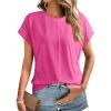 imageDokotoo Spring Tops for Women 2025 Cap Sleeve Side Ruched Summer Tops for Women Trendy Women ClothingRose Red