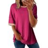 imageDokotoo Summer Tops for Women 2025 Loose Oversized T Shirts Crewneck Color Block Side Slits Basic Tee BlousesPink