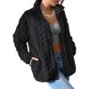 imageDokotoo Winter Fleece Jacket for Women Zipper Up Zip Up Stand Collar with Pockets CoatsBlack