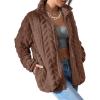 imageDokotoo Winter Fleece Jacket for Women Zipper Up Zip Up Stand Collar with Pockets CoatsChestnut
