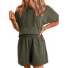 imageDokotoo Womens 2 Piece Outfits Summer Sweatsuit Short Sleeve Drawstring Hoodies and Lounge Sets With PocketFern Green