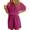 imageDokotoo Womens 2 Piece Outfits Summer Sweatsuit Short Sleeve Drawstring Hoodies and Lounge Sets With PocketRose Red