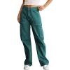 imageDokotoo Womens Cargo Pants Women Baggy Wide Leg High Waist Casual Pants Jean Stretch PantsGreen 02