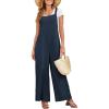imageDokotoo Womens Casual Jumpsuits Front Pocket Loose Elasticity Straps Overalls One Piece Sleeveless Wide Leg Pant RomperNavy Blue