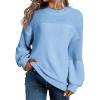 imageDokotoo Womens Casual Long Sleeve Sweaters Loose Crewneck Knit Solid Pullover Sweater Jumper TopsSky Blue