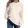 imageDokotoo Womens Casual Long Sleeve Sweaters Loose Crewneck Knit Solid Pullover Sweater Jumper TopsWhite