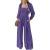 imageDokotoo Womens Casual Loose Overalls Jumpsuits One Piece Long Sleeve Wide Leg Long Pant Rompers With PocketsTillandsia Purple