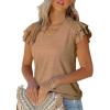 imageDokotoo Womens Casual Ruffle Short Sleeve Tops Cute Solid Color Knit Ribbed T Shirts BlousesAapricot Khaki