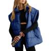 imageDokotoo Womens Casual Winter Oversized Puffer Vest Stand Collar Flysleeve Insulated Padded Puffy Jackets Coat with PocketsBluing