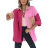 imageDokotoo Womens Color Block Button Down Shirts Long Sleeve Oversized Boyfriend Blouses Tops2 Rose