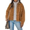 imageDokotoo Womens Corduroy Jackets Button Down Long Sleeve Casual Shacket Coats OutwearA Brown