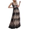 imageDokotoo Womens Formal Dresses Deep VNeck Embroidered Lace Mesh Evening Party Prom Dress Long Wedding DressBlack