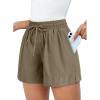imageDokotoo Womens Shorts Athletic Shorts for Women Quick Dry Gym Workout Summer Outfits Running Zipper Pocket High WaistedLight Brown