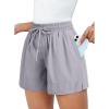 imageDokotoo Womens Shorts Athletic Shorts for Women Quick Dry Gym Workout Summer Outfits Running Zipper Pocket High WaistedLight Grey