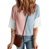 imageDokotoo Womens Summer Tops Fashion 2025 Half Sleeve Fluffy Touch Waffle Knit Shirts Casual V Neck Colorblock Patchwork BlouseLight Pink