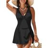 imageDokotoo Womens Swimsuits One Piece Swim Suits for Women 2024 Tummy Control Bathing Suit Swim Dress SwimwearBlack
