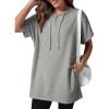 imageDokotoo Womens Tops Dressy Casual Short Sleeve Oversized Tshirts Summer Hoodie Dress Tunics Tops Loose Fit Long ShirtsGray