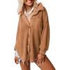 imageDokotoo Womens Waffle Knit Shacket Jacket Casual Long Sleeve Button Down Shirts Dressy Blouses TopsBrown 1