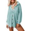 imageDokotoo Womens Waffle Knit Shacket Jacket Casual Long Sleeve Button Down Shirts Dressy Blouses TopsSky Blue