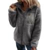 imageDokotoo Womens Winter Trendy Full Zipper Fleece Jackets Long Sleeve Relaxed Warm Teddy Coats with PocketsGrey