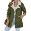 imageDokotoo Womens Winter Warm Jean Jacket Stand Collar Wool Liner Sherpa Denim Coats Thicker Outerwear with PocketsA Green