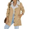 imageDokotoo Womens Winter Warm Jean Jacket Stand Collar Wool Liner Sherpa Denim Coats Thicker Outerwear with PocketsA Light Khaki
