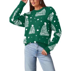 imageDokotoo Sweaters for Women Casual Crewneck Long Sleeve Floral Print Cable Knit Pullover Sweater TopsZ Mist Green