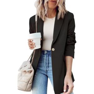 imageDokotoo Womens 2024 Fashion Spring Lapel Collar Buttons Blazer Jackets for Women Business CasualBlack 1