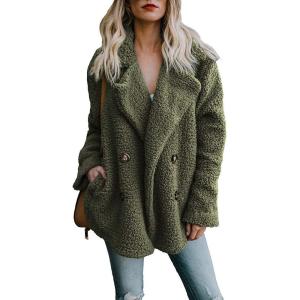 imageDokotoo Womens 2024 Winter Fleece Teddy Bear Sherpa Jacket Coats with PocketsA Green