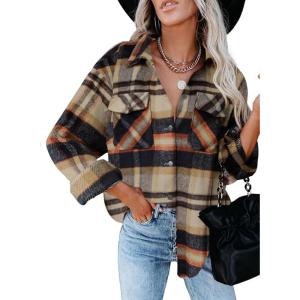 imageDokotoo Womens Corduroy Button Down Shirts Boyfriend Long Sleeve Oversized Blouses Tops2 Khaki