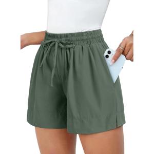 imageDokotoo Womens Shorts Athletic Shorts for Women Quick Dry Gym Workout Summer Outfits Running Zipper Pocket High WaistedMist Green